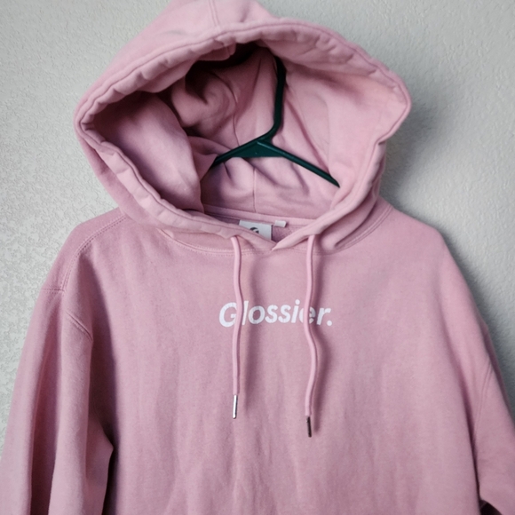 GLOSSIER Pink logo Hoodie oversized size XS‎ - Picture 9 of 9